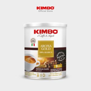 KIMBO Ground Coffee AROMA GOLD 100% ARABICA เมล็ดกาแฟแท้คั่วบด คิมโบ อโรมาโกลด์ 100% อาราบิก้า 250g (Imported from ITALY)