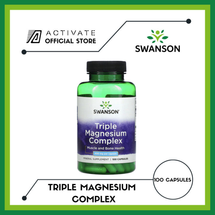 Swanson Triple Magnesium Complex 400 MG for BONE AND MUSCLE HEALTH 100