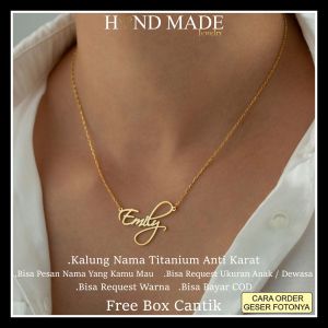 kalung nama titanium anti karat anak dewasa kalungnama aksesoris wanita necklace titanium aksesoris fashion