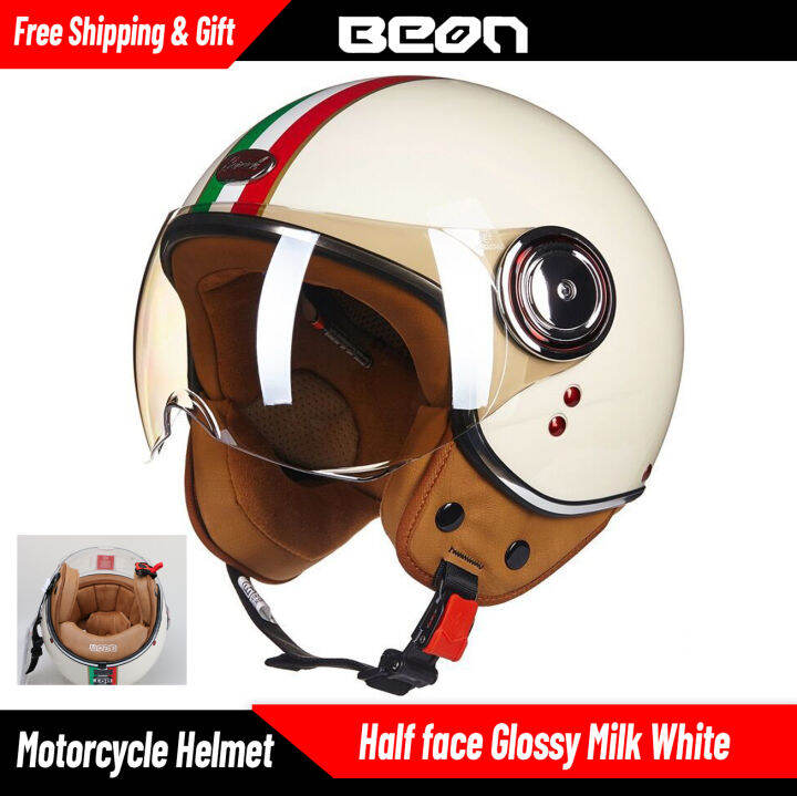 Half face best sale helmet white