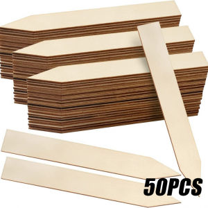 50PCS Wooden Plant Labels Pointed Garden Markers Waterproof Sign For Seed Potted Herb Vegetables