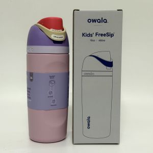Owala FreeSip Kids Make Waves Owala Cup Stainless Steel Water Bottle 16oz - BPA-Free Leakproof Thermos for School Travel & Outdoor Cute Insulated Tumbler