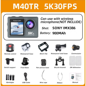 【KiTBEEZ KA-1】WiFi Action Camera 4k 30fps 48MP Dual Screen 5X Zoom Remote Control Underwater Camcorder with Helmet Accessories