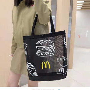 JENL กระเป๋ากระเป๋าสะพายบ่าแมคโดนัลด์พับได้กระเป๋าเรียนพกพาได้กระเป๋าชายหาดทันสมัยถุงใส่ของแบบตาข่ายว่ายน้ำ