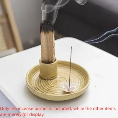 LINSBAYWU 3 trong 1 Lư hương gốm sứ Giá đỡ nến Đa chức năng Giá đỡ nhang Thanh lịch Lư hương Giá đỡ chống nhòe Cho Xô Thơm Trắng Palo Santo Nón