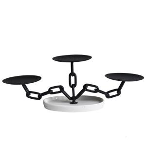 Elegant Iron Holder With Ceramic Plate For 3 Pillar Metal Candelabra for Home Church Decoration