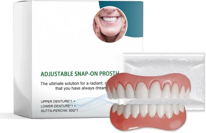 Complete Denture Set Adjustable Snap-On Dentures Set, Upper and Lower with Gutta-Percha ...