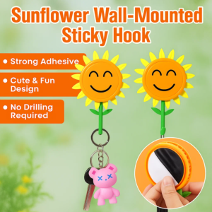 Nohole Self-adhesive Retractable Hooks Sunflower Wall-Mounted Sticky Hook ABS Material Home Goods