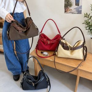 MODERNLUX Dung tích lớn Túi tote Màu trơn Khóa thắt lưng Túi xách mờ Phong cách cổ điển. Da mềm Túi đeo vai dành cho phụ nữ