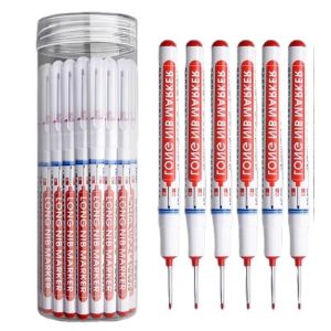 Long-head waterproof marker with deep hole and extended length - special construction site woodworking and tile marking pen - multi-purpose oil-based pen