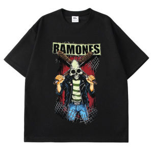 Baju Kaos Pria Wanita Musik Band Ramones White Tshirt Katun Combed 24s