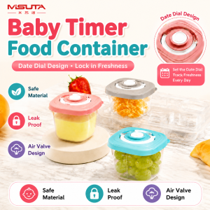 🍼 MISUTA Bekas Makanan Bayi Timer Baby Food Container Portable Food Box Date Dial Refrigerator Freezer Microwave