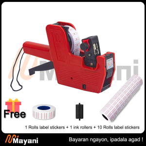 8 Digits Price Tag Gun Price Labeller with Label Sticker & Ink Rollers Handheld Price Label Gun for Office Retail Shop Grocery Store