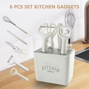 6pcs Cooking Knife Sets with Storage Box Kitchen Knife Set Stainless Steel Kitchen Scissors