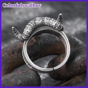 Colorfulswallow Cổ Điển Retro Punk Skull Devil Horn Nhẫn Cho Nam Giới Phụ Nữ Cặp Vợ Chồng Cá Tính Đảng Hip Hop Claw Nhẫn Trang Sức