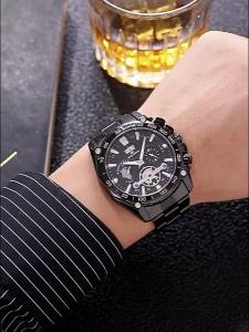 Luminous trendy fashion mens watch tourbillon gift steel band watch for men