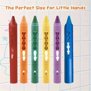 MAYIT 6pcs Set Easy-Clean Washable Bath Crayons Colorful Washable Bathtub Markers Shower Art for Early Education