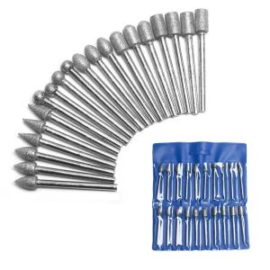 FFBH 3mm handle tool kit grinding tool 20 diamond grinding headsdrill bits for rotating drilling tools burr grindingaccessories 5Y6Z3