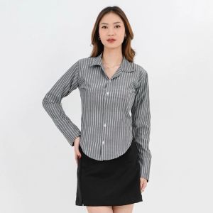 Diamond - Julia top - Kemeja slimfit body atasan wanita  - Kemeja Wanita Slimfit Stripe Lengan Flare