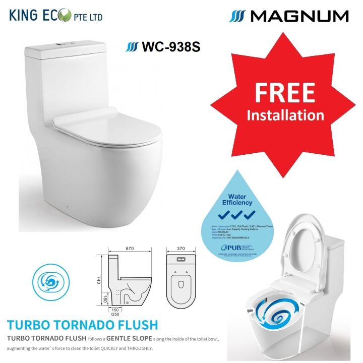 LATEST variant antibacterial coating Magnum 938S Turbo Tornado Flushing 1Piece Toilet Bowl