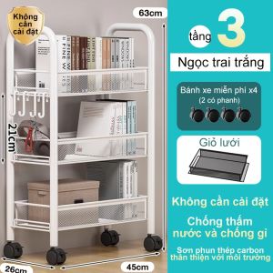 MIKi Kệ Để Đồ Đa Năng 3/4/5 Tầng Nâng Cấp Bằng Sắt Kệ bằng lưới thép có bánh xe