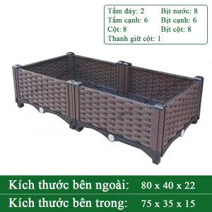 Chậu Trồng Cây Lắp Ghép Nhựa Nguyên Sinh Dài 80cm Rộng 40cm Cao 22cm