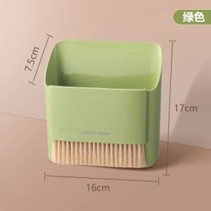 Small Garbage Can Countertop Waste Bin Plastic Trash Can With Broom For Kitchen Bathroom Living Room Mini Cleaning Tools