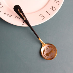 Sendok Makan Anak Stainless Steel Tebal Gagang Panjang Korea Sendok Kartun Doraemon