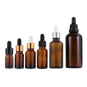 10pcs 5ml 10ml 20ml 30ml 50ml 100ml Amber Brown Dropper Bottles Glass Essential Oil Pipette Bottle Empty Cosmetic Sample Vials