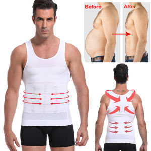 Vensslim Mens Compression Slimming Body Shaper Waist Trainer Vest Workout Abs Abdomen Tummy Control Undershirts