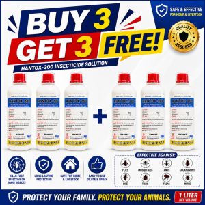 Hantox-200 Insecticide Solution 1L | Fast-Acting Flea Tick Mite & Fly Control for Animal Areas