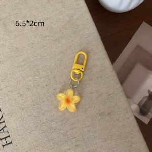 5PCS Sakura Flower Keychain Split Rings Keyfob Charm for Keyring Backpack Accessories Decorations