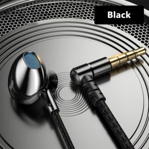 Elough 90 Degree Elbow 3.5mm Headset for Smartphones A3 Type C Wired Headphones Super Bass Music Earbuds for Gaming E-sports