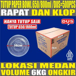 Tutup Paper Bowl Rapat Klop 360ml 500ml / Tutup 650ml 800ml / Inner Tray Sekat bowl 650ml 800ml Dus Medan