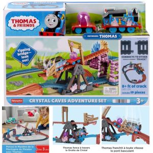 Fisher Price Thomas and Friends Toy Train Set with Motorized Thomas Train and Tipping Bridge 8 Feet of Track Crystal Caves Adventure Set