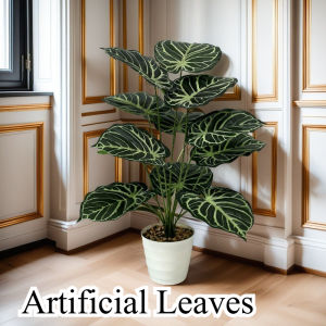 Artificial Plant Fake Leaves Plastic Bonsai Greenery Indoor Tabletop Home Decor