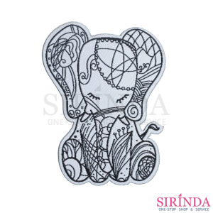 ตัวรีดการ์ตูนช้างนั่งลายไทย ตัวรีดติดเสื้อ อาร์มทอตกแต่ง DIY EMBROIDERY PATCH (00320001)