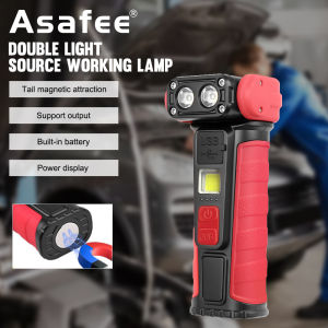 Asafee FX-03 300-500 Lumens Portable Multifunctional Outdoor Work Flashlight IPX4 Waterproof Head Adjustable Magnetic Type-C Charging Work Light Support Output Power Display With Back Clip Mini Handheld Lamp