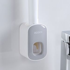 Ecoco Multifunctional Toothbrush Holder with Cups Toothpaste Dispenser Wall Mount Storage Rack Bathroom Accessories