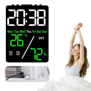 Contemporary Digital Alarm Clock with Indoor Temperature and Humidity for Home Living Space