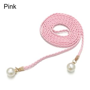 MINIYX Elegant Pearl Summer Waistband Clothing Collocation Dress Up Leather Rope Thin Belts Waist Belt Self-Tie Rope Belt