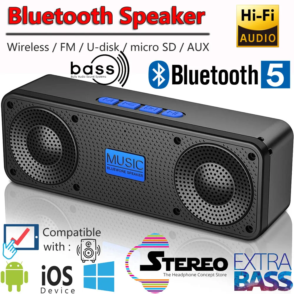 【HiFi BASS】🔥 Bluetooth Speaker Wireless Speaker Portable 9D Stereo BASS Speaker HiFi Soundbar Subwoofer Wireless Music Player Loud Outdoor Speaker Pembesar Suara Bluetooth Tanpa Wayar 蓝牙音箱 無線音響