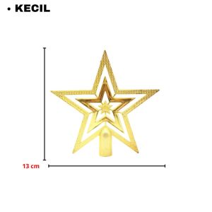 Topping Pohon Natal Bintang Hiasan Pohon Christmas Aksesori Top Bintang Emas Untuk Puncak Pohon Natal PST