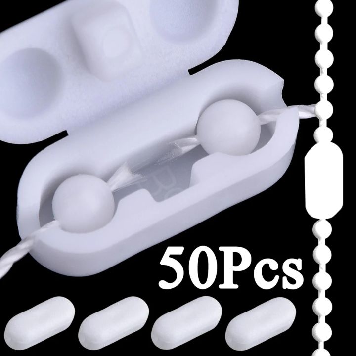 1/50Pcs White Roller Blinds Pull Cord Connector Curtain Chain Bead