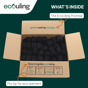 EcoUling 15KG COCONUT CHARCOAL: eco-friendly burns 3-6hrs less smoke & hotter than wood charcoal