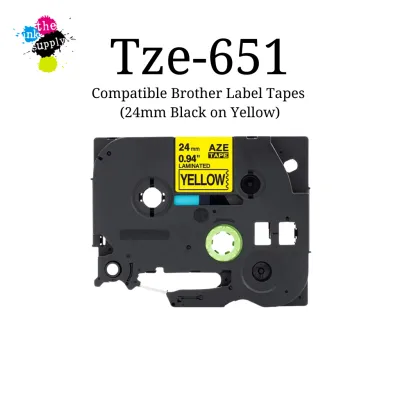 Tze-651 Compatible Brother Label Tapes (24mm Black on Yellow)