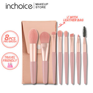 Inchoice 8Pcs Makeup Brushes Set with Pouch for Foundation Concealer Eyeshadow Blush Powder