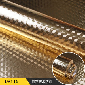 60x200cm Glossy Golden Self Adhesive Wallpaper for Cabinet Cupboard Drawer Refrigerator Table Desk Aluminum Foil Oil Proof Kitchen Sticker Waterproof Heatproof DIY Home Design Wallpaper