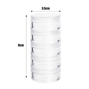 Transparent Plastic Jewelry Bead Storage Box / 5Layer Round Small Items Organizer Jars / Durable Refillable Empty Bottles / for Rings Buttons necklace