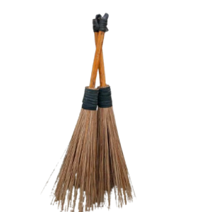 2PC HANDCRAFTED SHORT  WOOD HANDLE WALIS OUTDOOR BROOM
